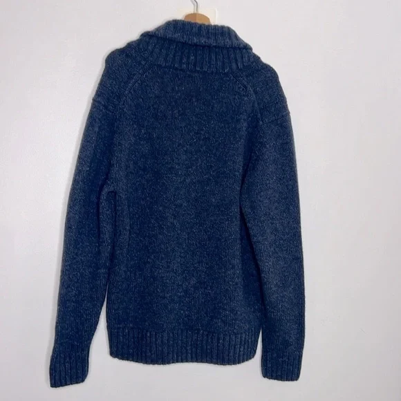 ONASSIS blue lambswool Shawl Collar Sweater size XL